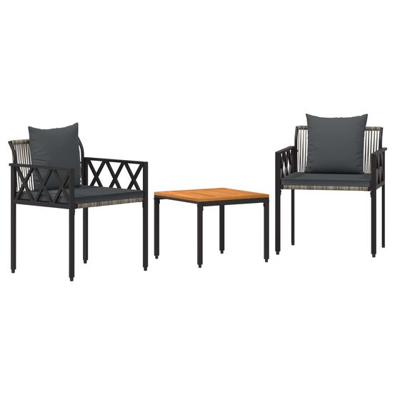 Ensemble de meubles d'extérieur 3 pc gris et gris foncé