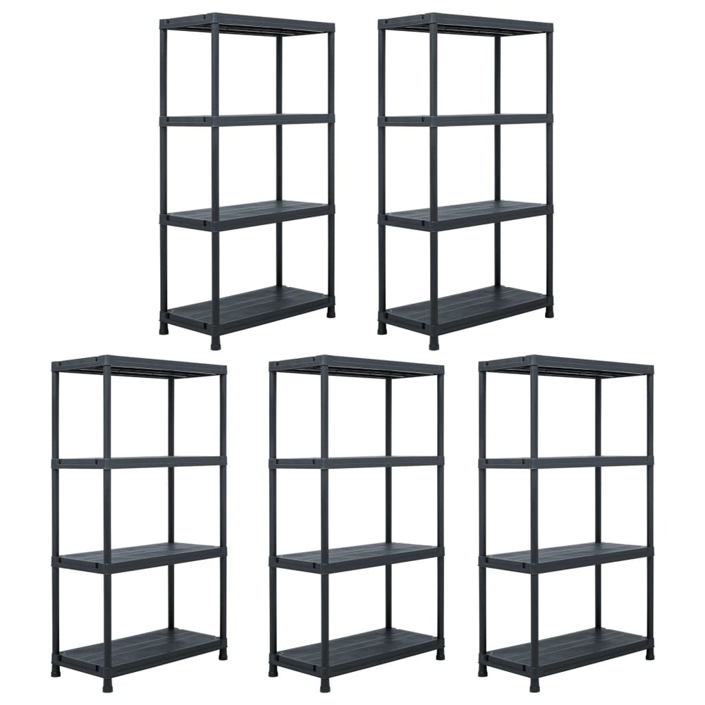 Étagères de rangement 5 pcs noir 60x30x138 cm plastique