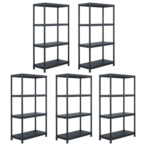 Étagères de rangement 5 pcs noir 60x30x138 cm plastique