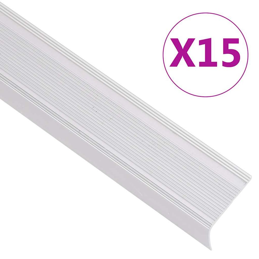 Nez de marche forme en l 15 pcs aluminium 90 cm argenté
