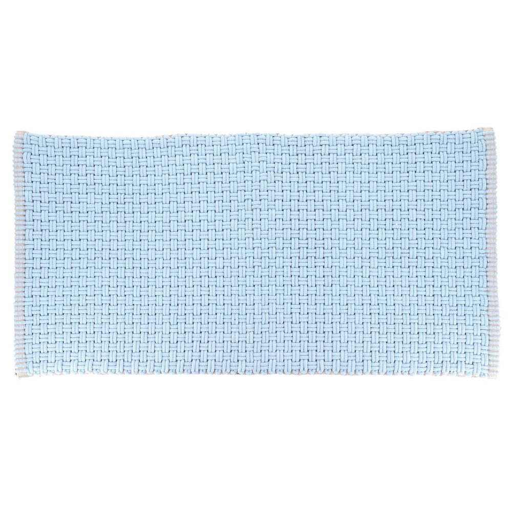 Tapis asuncion microfibre/coton aspect maille 45x90 cm - bleu clair