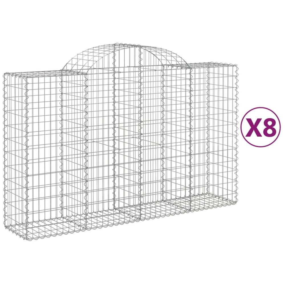 Paniers à gabions arqués 8 pcs 200x50x120/140 cm fer galvanisé