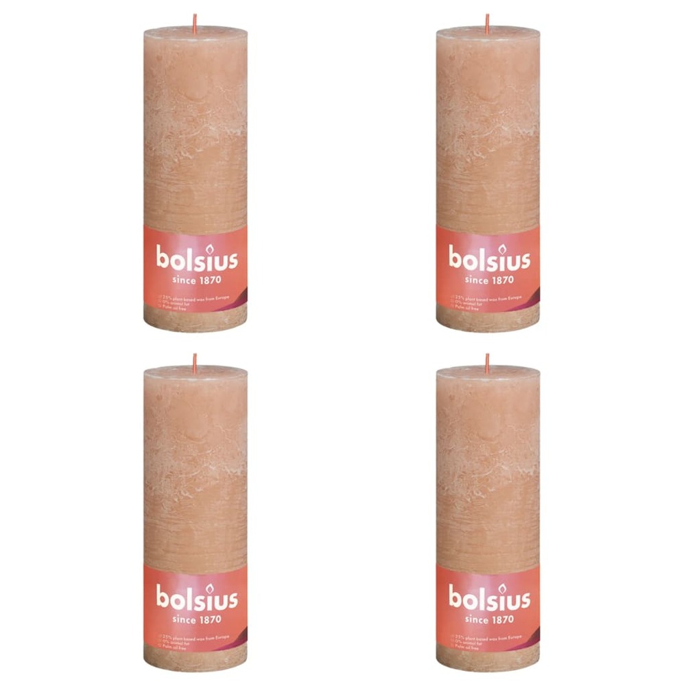 Bougies pilier rustiques shine 4 pcs 190x68 mm rose brumeux