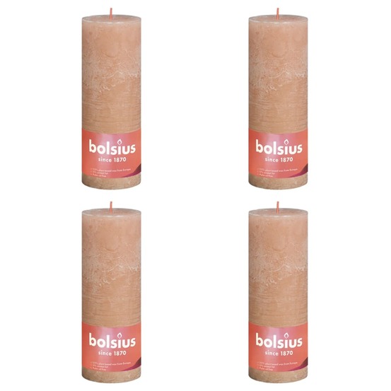 Bougies pilier rustiques shine 4 pcs 190x68 mm rose brumeux