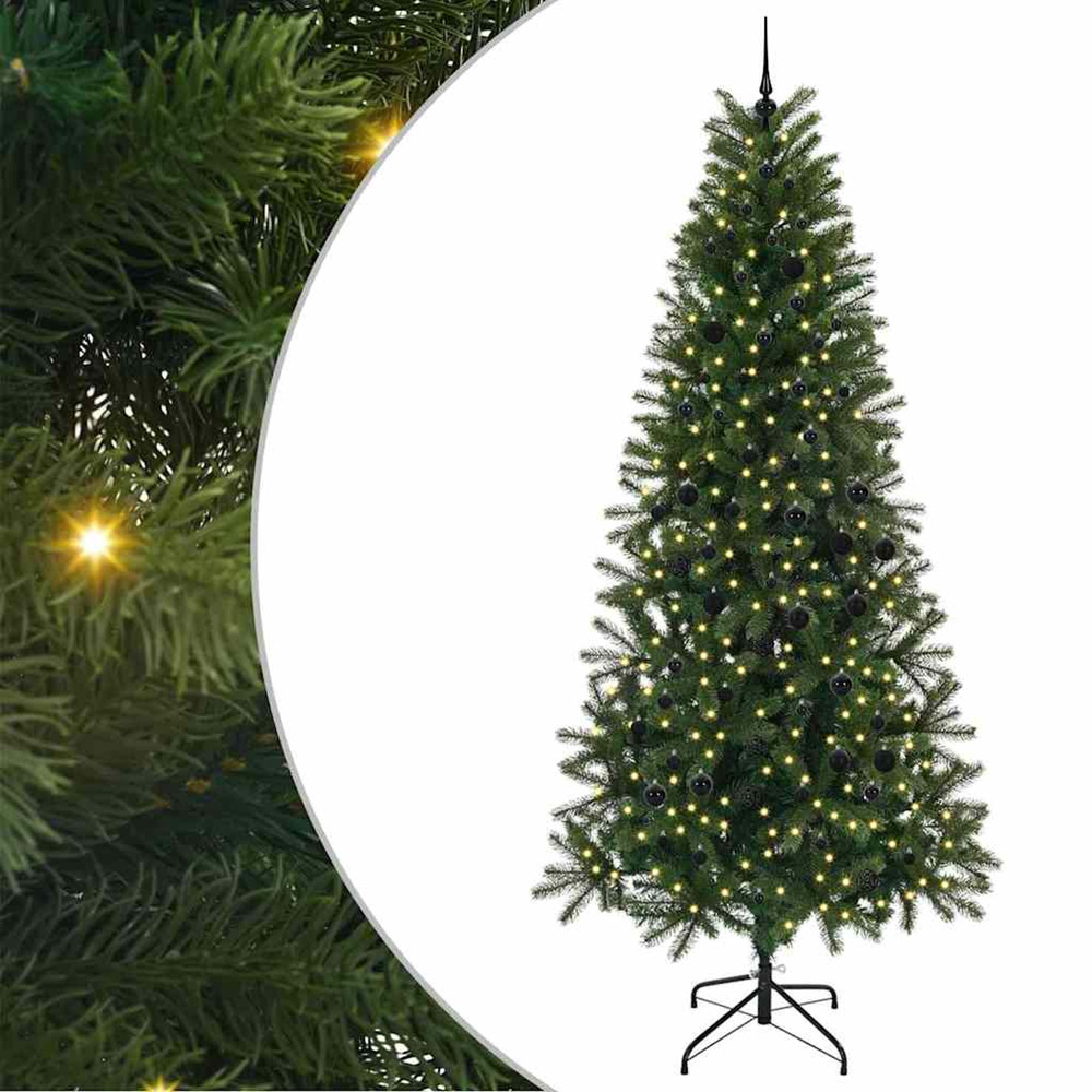 Sapin de noël artificiel avec 300 led vert 240 cm pe et pvc
