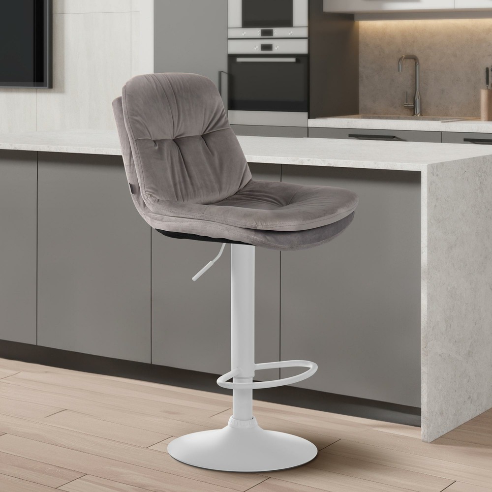 Tabouret de bar laurel velours blanc