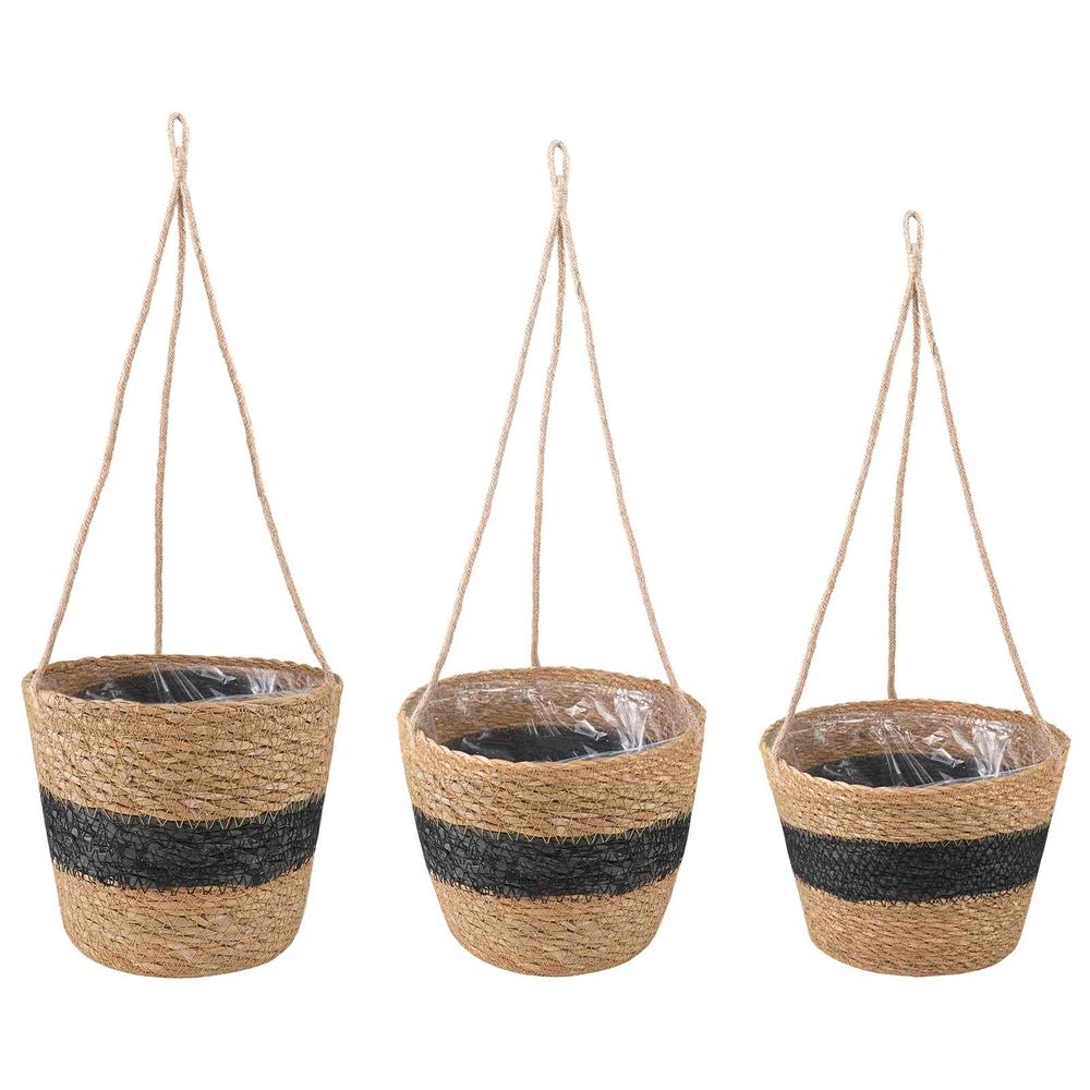 Hanging plant pot 3 pc naturel et noir ø26 x 19 cm