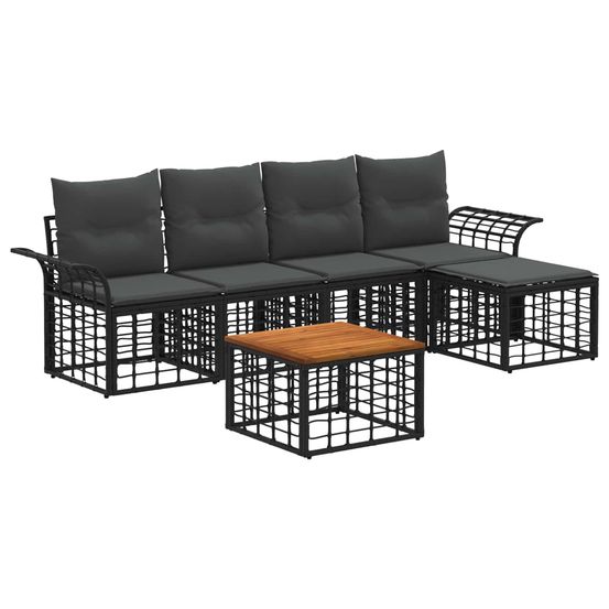 Ensemble de canapés d'extérieur 6 pc noir et gris foncé