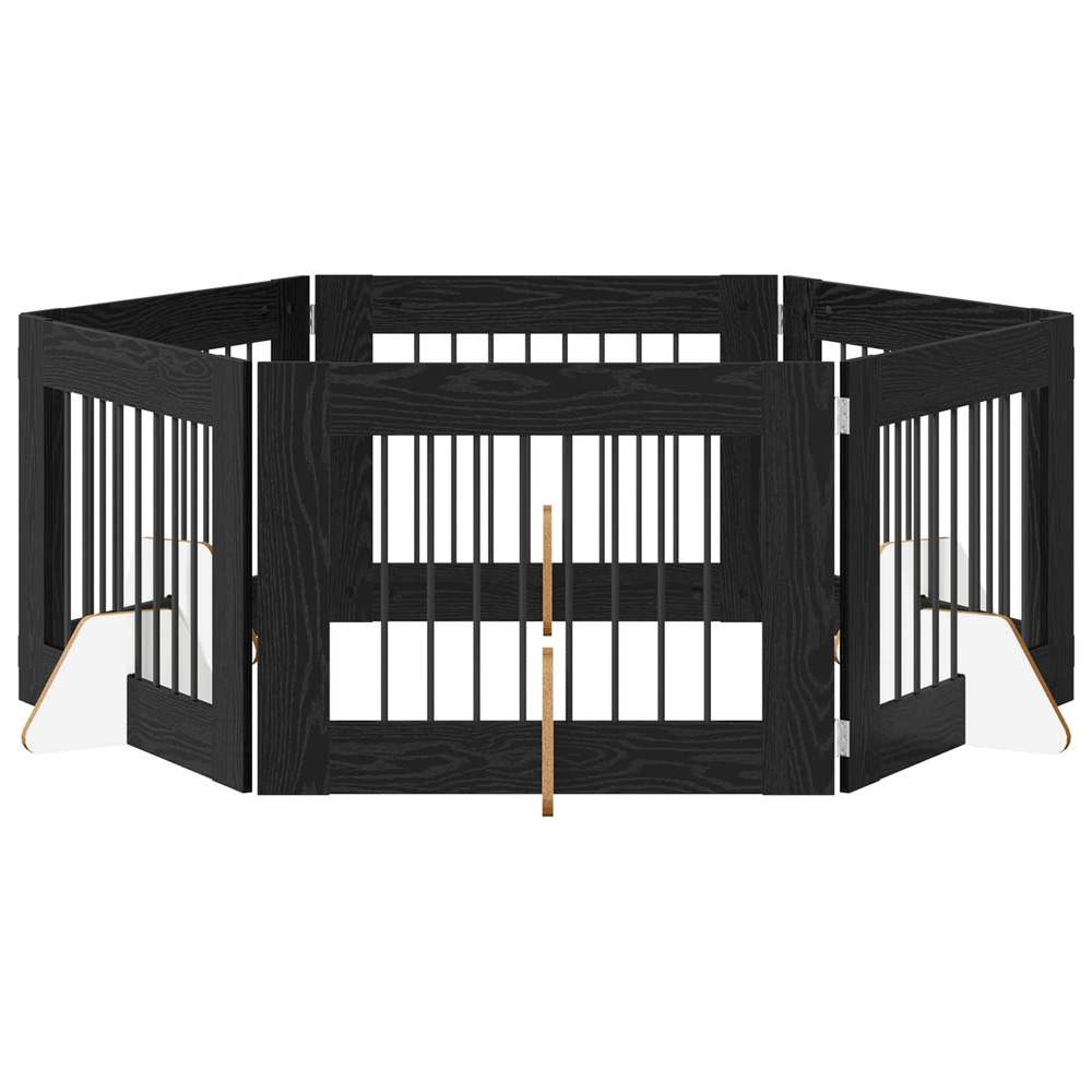 Portillon pour chien avec supports 6 pcs chêne noir 80 x 60 cm