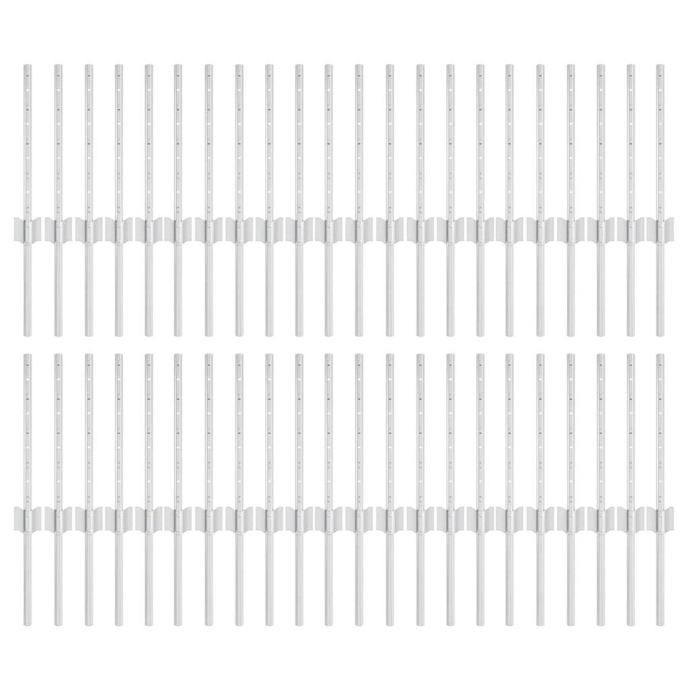 Poteau de clôture. 44 pcs argenté 80 cm acier