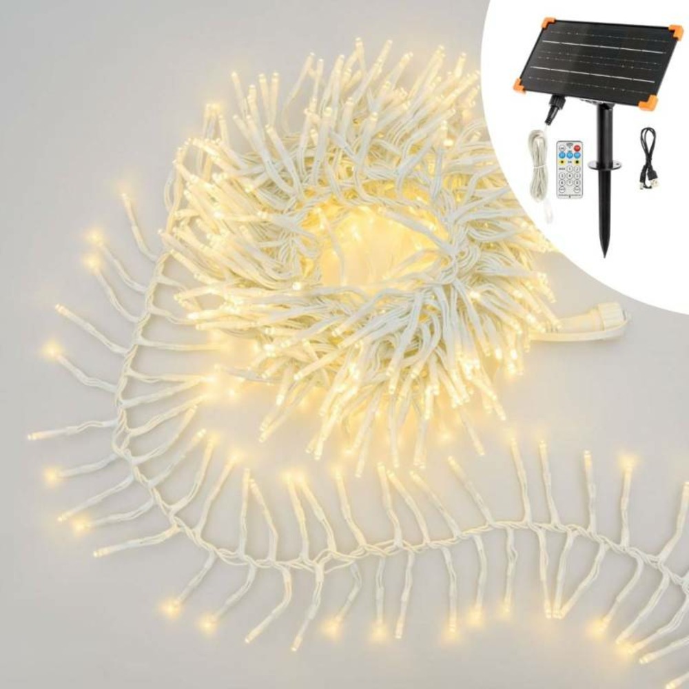 Guirlande lumineuse solaire boa d12cm 5m mini500 led blanc chaud câble blanc smart connect lotti