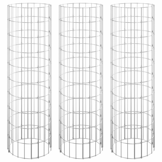 Lit surélevé à gabion circulaire 3pcs acier galvanisé ø30x100cm