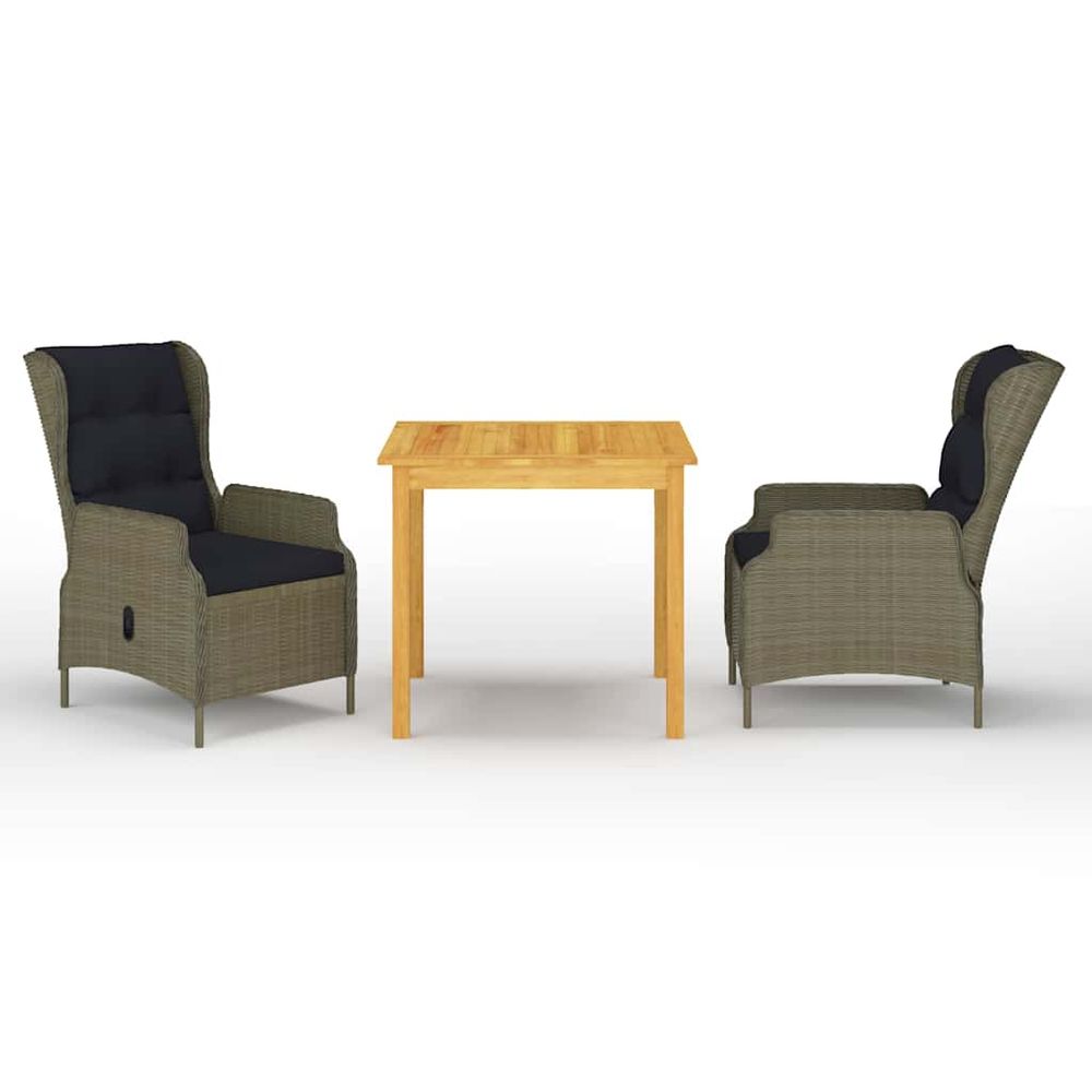 Ensemble à manger de jardin 3 pcs marron