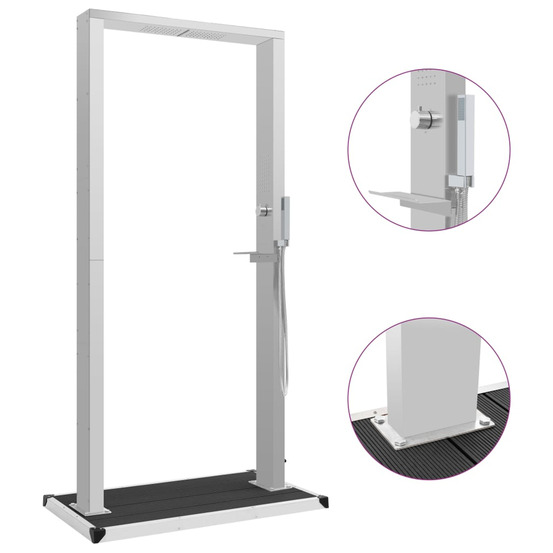 Douche d'extérieur avec receveur wpc acier inoxydable