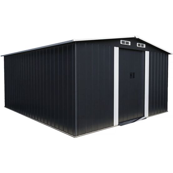 Abri de jardin métal avec porte coulissante