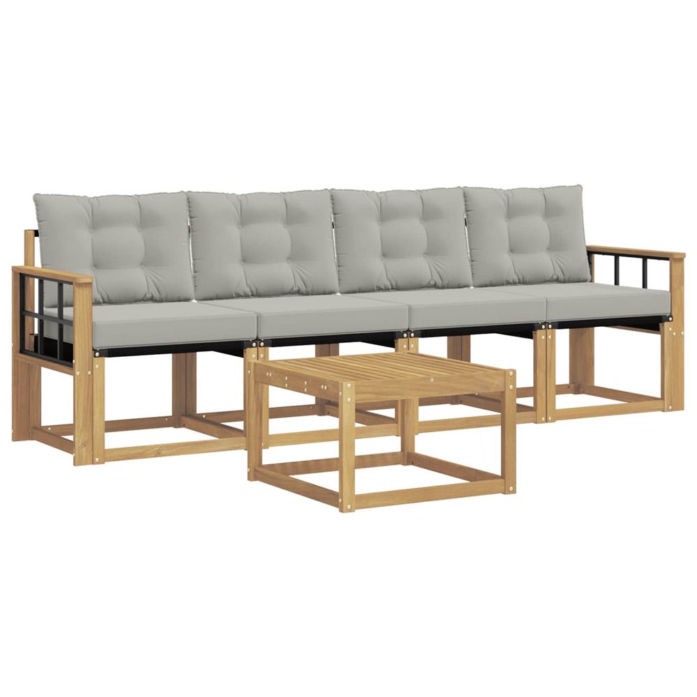 Ensemble de canapés d'extérieur 5 pc blanc et gris clair