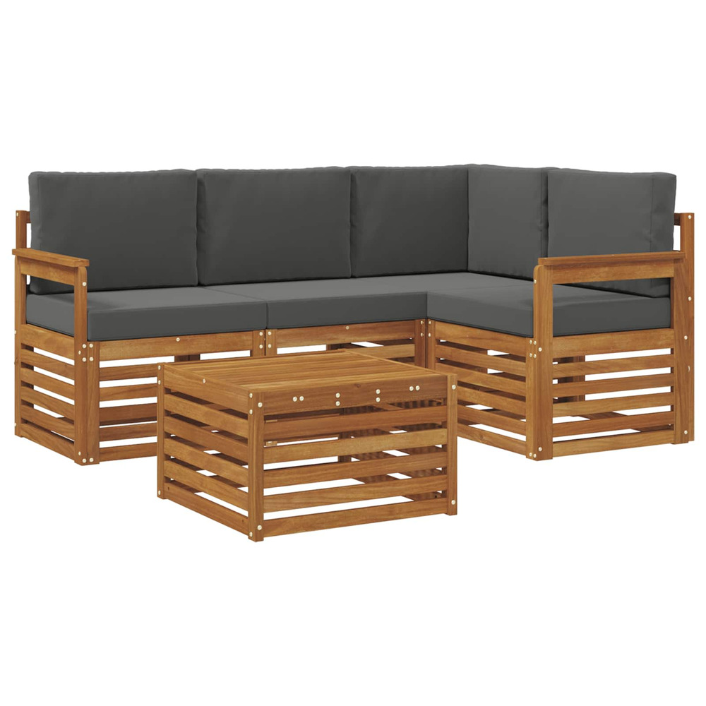 Ensemble de canapés d'extérieur 5 pcs naturel et anthracite