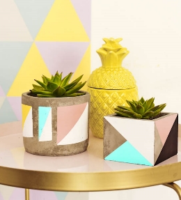 cache pot en béton coloré