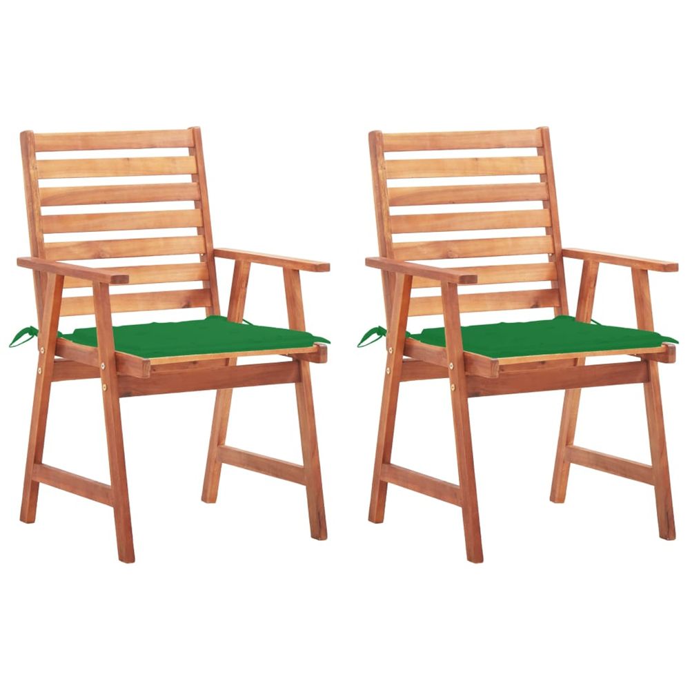Chaises à manger d'extérieur lot de 2 et coussins acacia massif