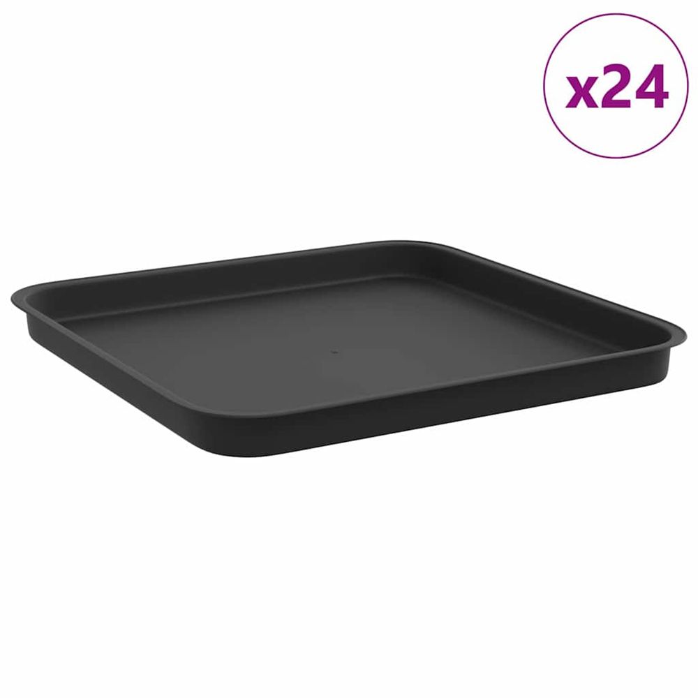 Plateau carré à fleurs 24 pc noir 32 x 32 x 2,5 cm plastique