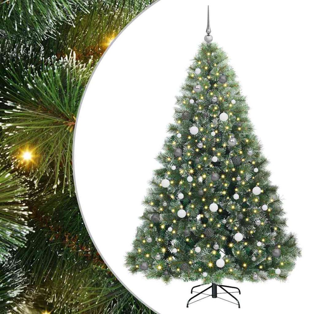 Sapin de noël artificiel avec 300 led vert 210 cm pe et pvc
