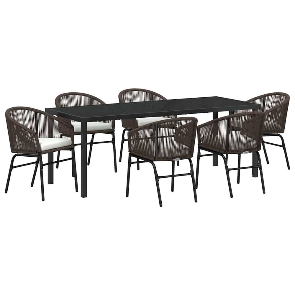 Ensemble de salle à manger pour jardin 7 pc marron