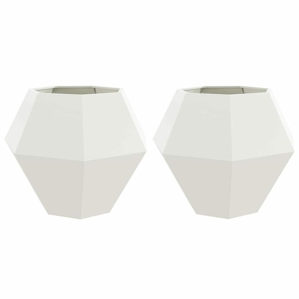 Jardinière d'extérieur 2 pc blanc 100 x 100 x 80 cm acier