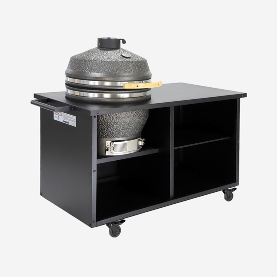 Barbecue kamado charbon de bois, fumoir, acier et céramique ø54,5cm avec desserte - yaku