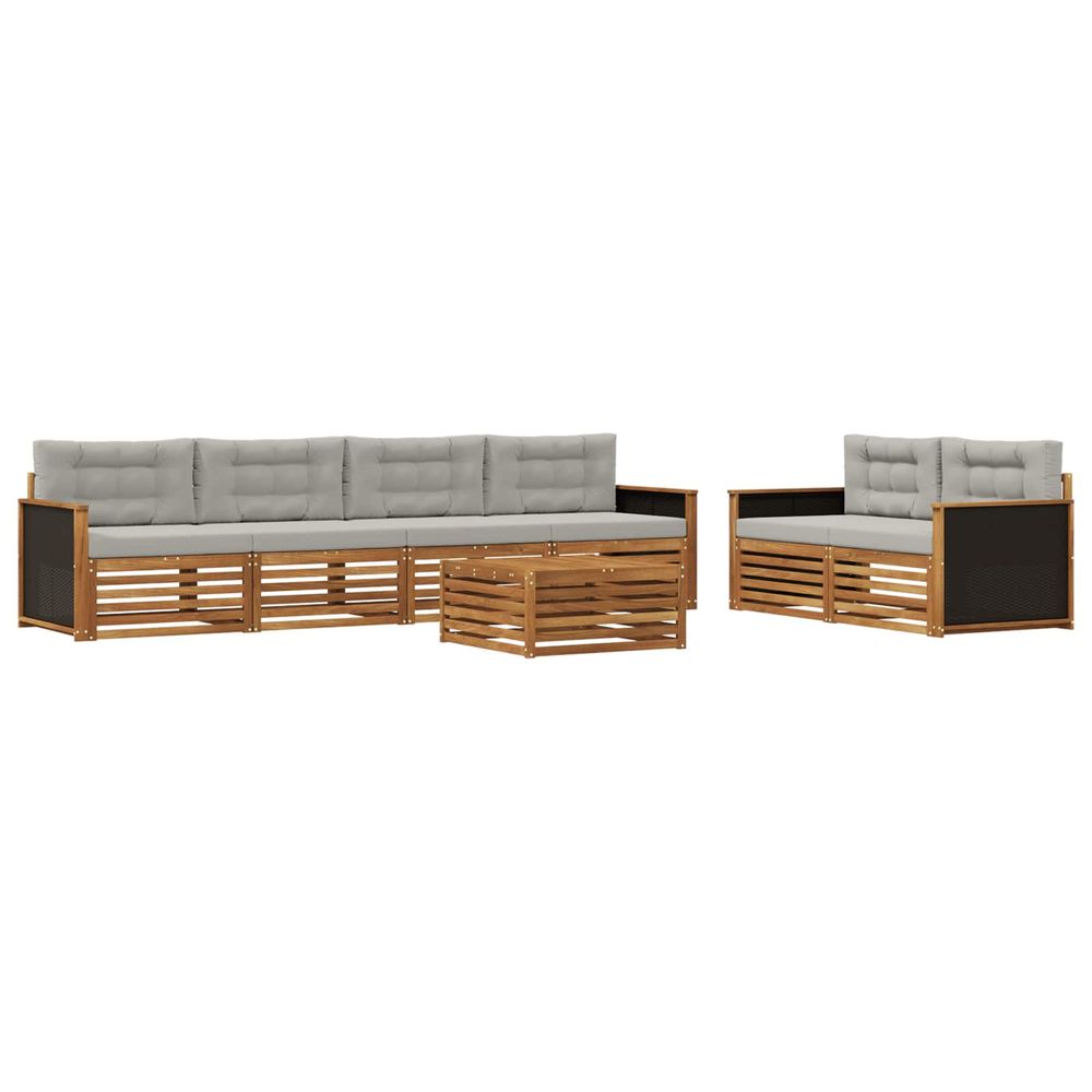 Ensemble de canapés d'extérieur 7 pc naturel et gris clair