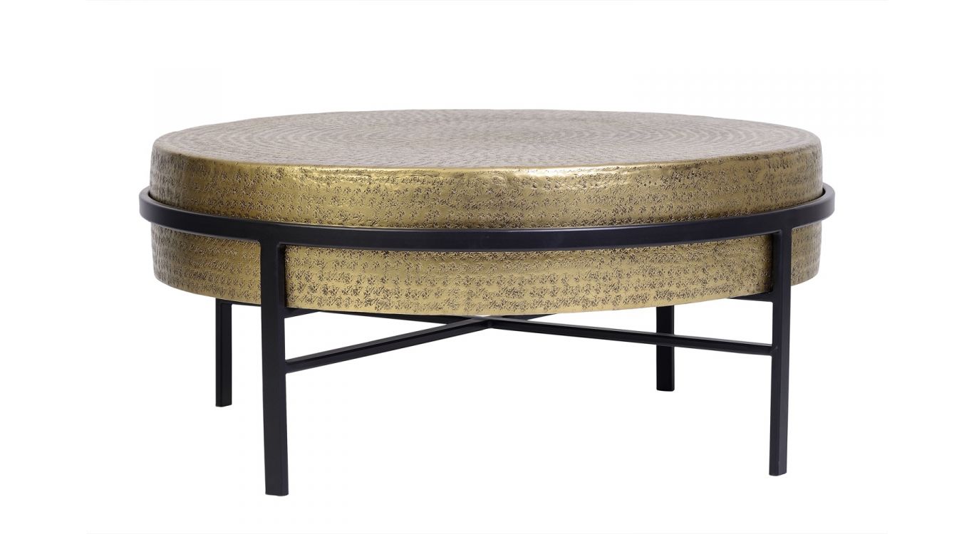 Table basse bronze, fer or 82x82x37cm - bronze-fer