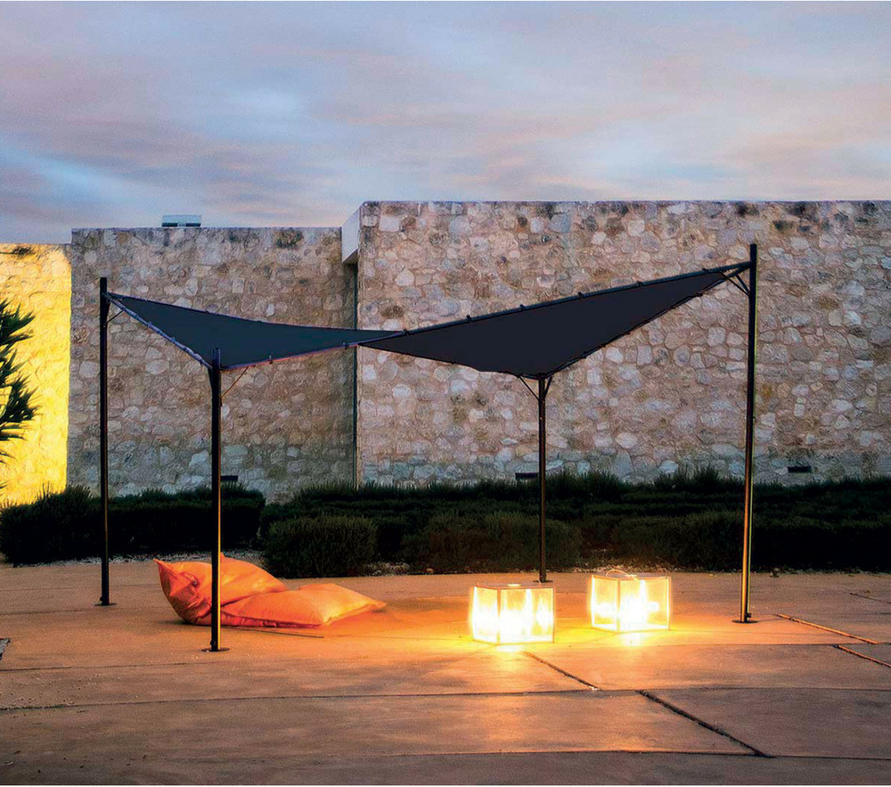 Tonnelle 3,5x3,5m - acier - gris anthracite - butterfly