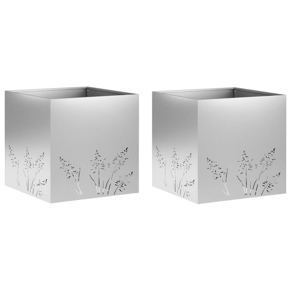 Cache-pot de jardin 2 pc argenté 50 x 50 x 49 cm