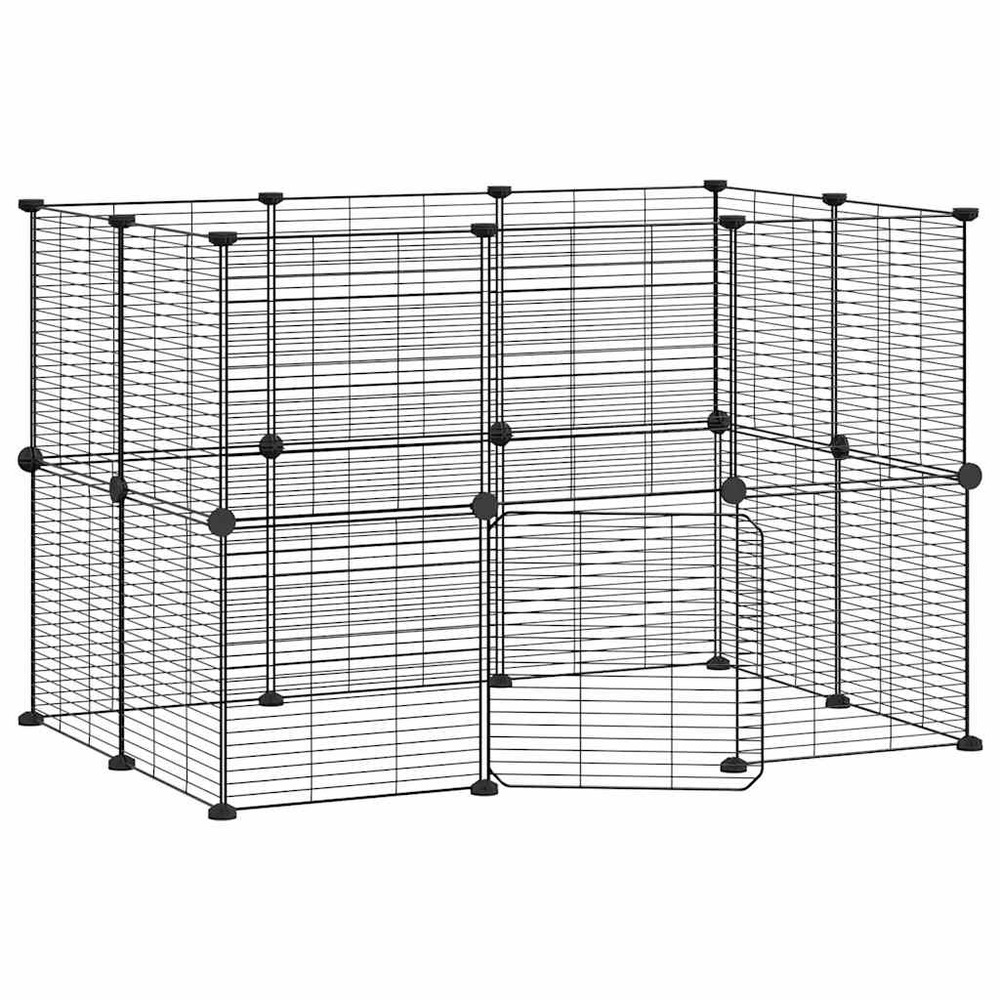Cage animaux de compagnie à 20 panneaux et porte 35 x 35 cm noir