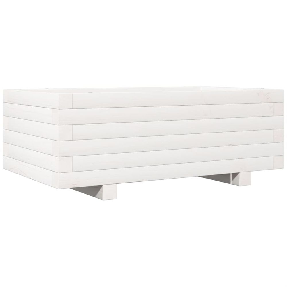 Jardinière d'extérieur blanc 70x40x26,5 cm bois de pin massif