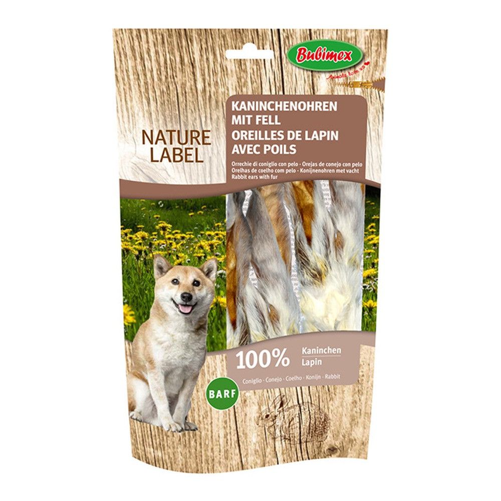 Oreilles de lapin à poils à mâcher pour chien bubimex - x7, 100 g