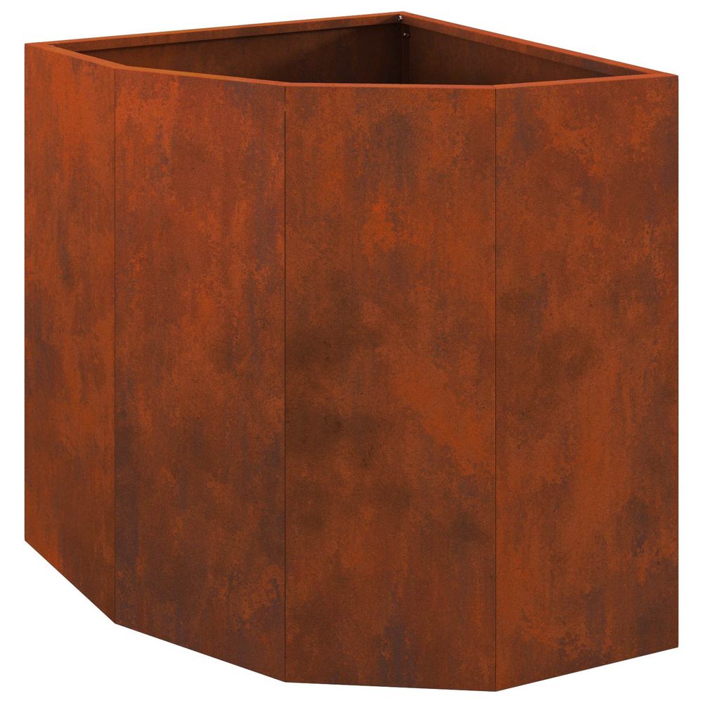 Jardinière d'extérieur d'angle rouillé 45 x 45 x 50 cm acier patiné