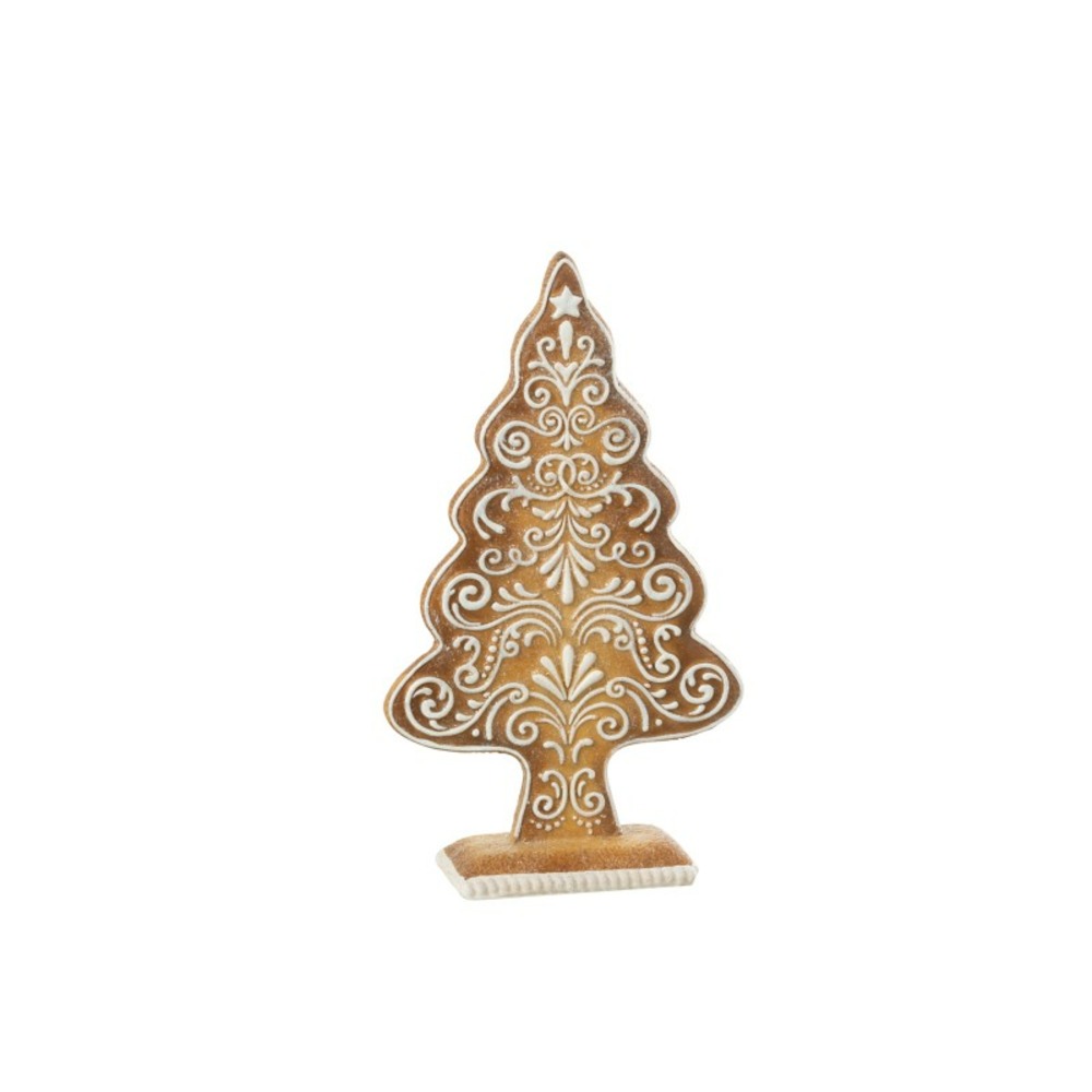 Sapin décoratif pain d'épices en polyrésine marron 16x6x26.5 cm h26.5