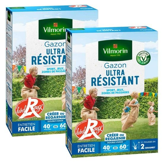 Gazon ultra résistant - label rouge - 1 kg (x2)