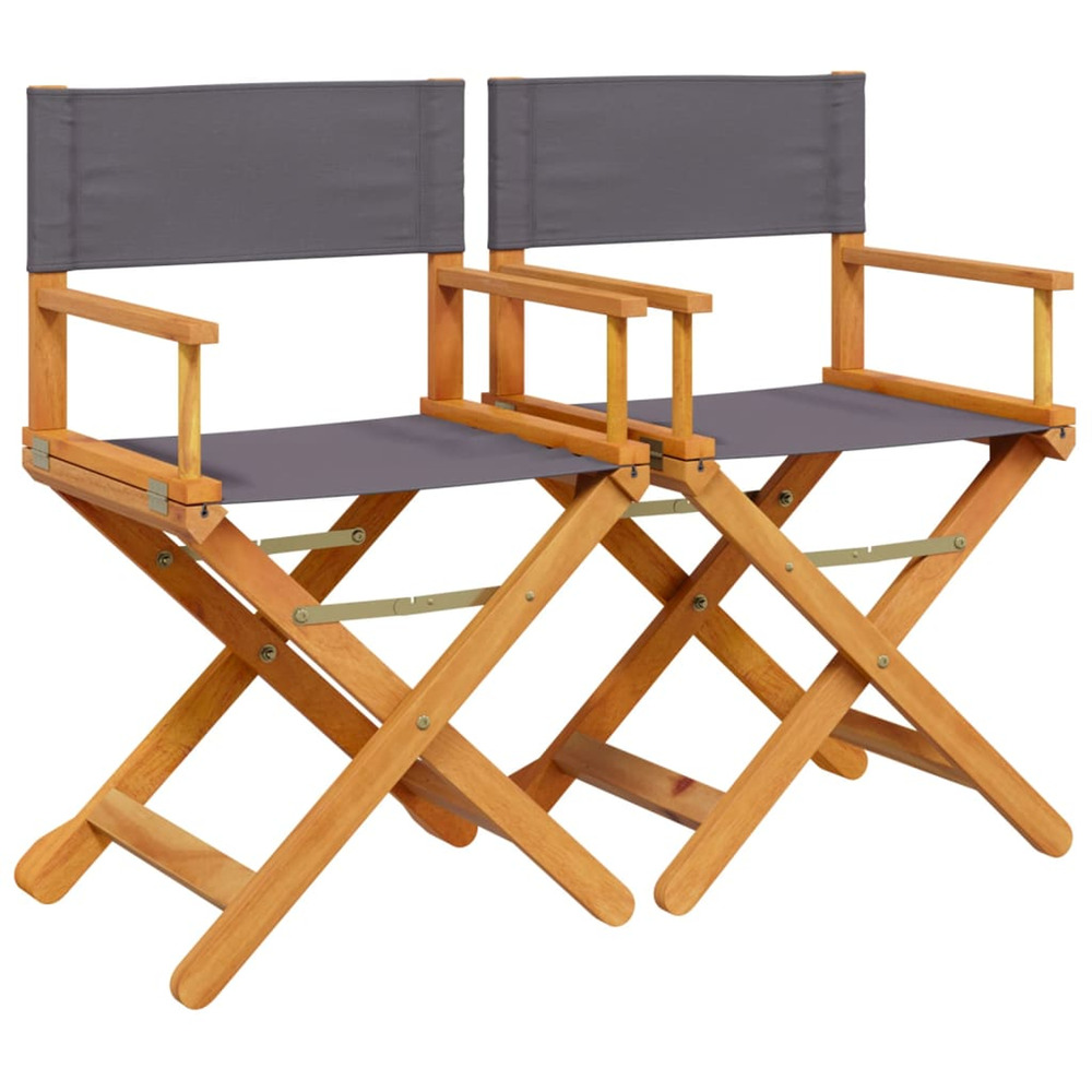 Chaises de réalisateur pliables lot de 2 gris foncé tissu