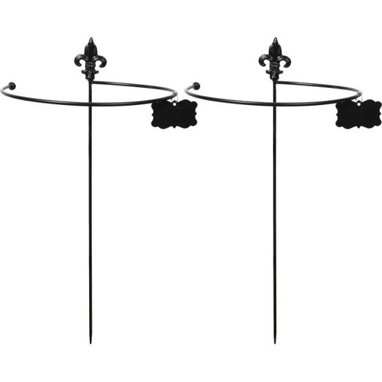 Tuteur à plantes rond en acier fleurs de lys (lot de 2)