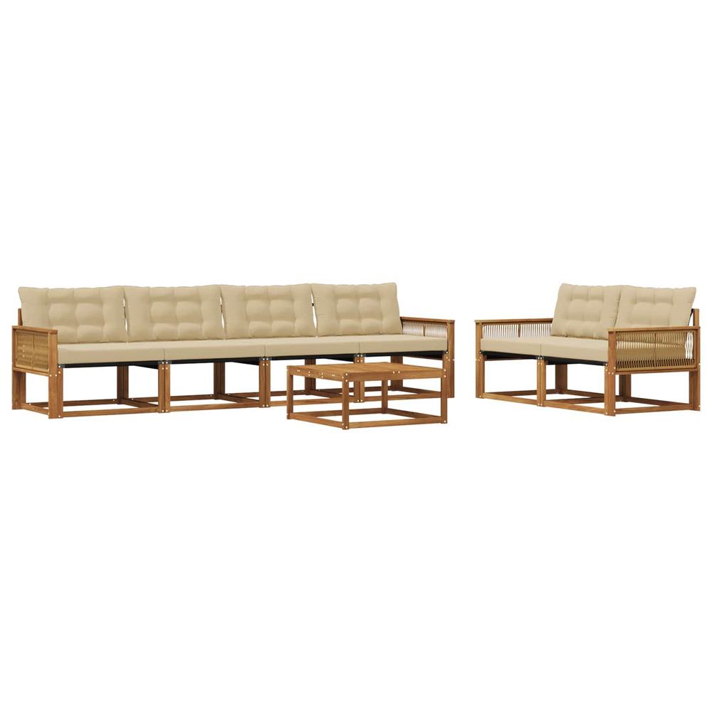 Ensemble de canapés d'extérieur 7 pcs naturel et beige