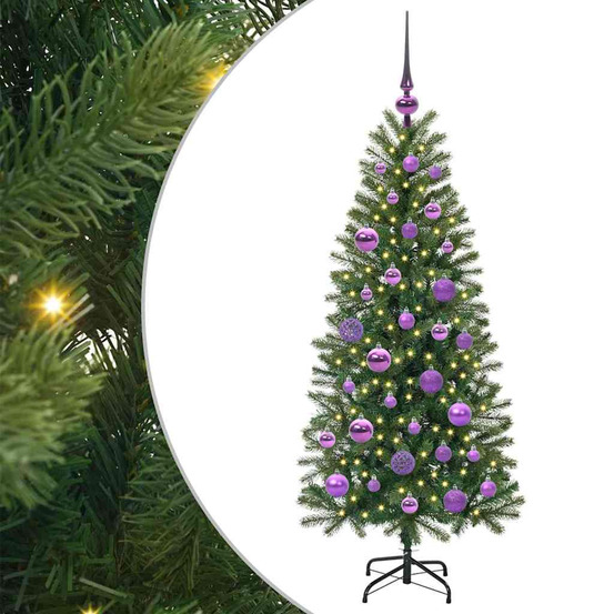 Sapin de noël artificiel avec 150 led vert 120 cm pe et pvc