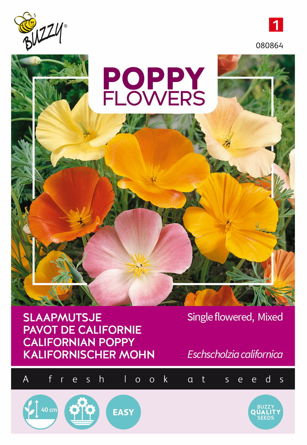 Buzzy poppy flowers pavot de californie - ca. 1 gr (livraison gratuite)