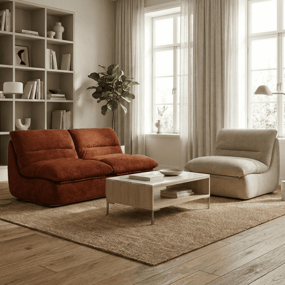 Pack nuvia living 3 places - chocolat et sable