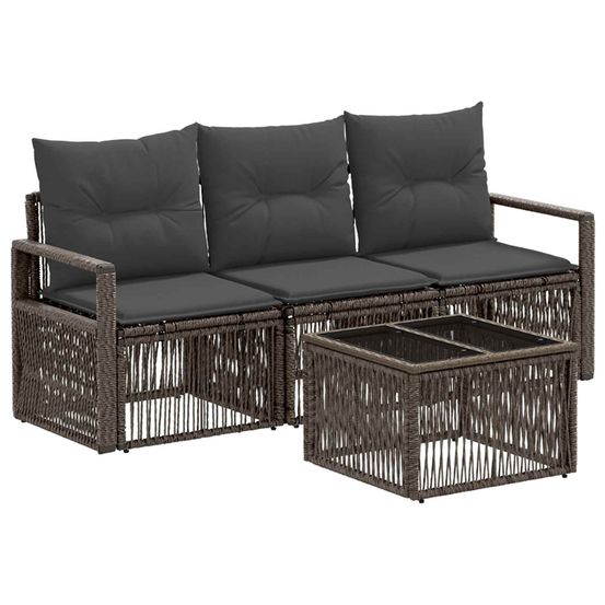 Ensemble de canapé de jardin 4 pc gris polyrotin