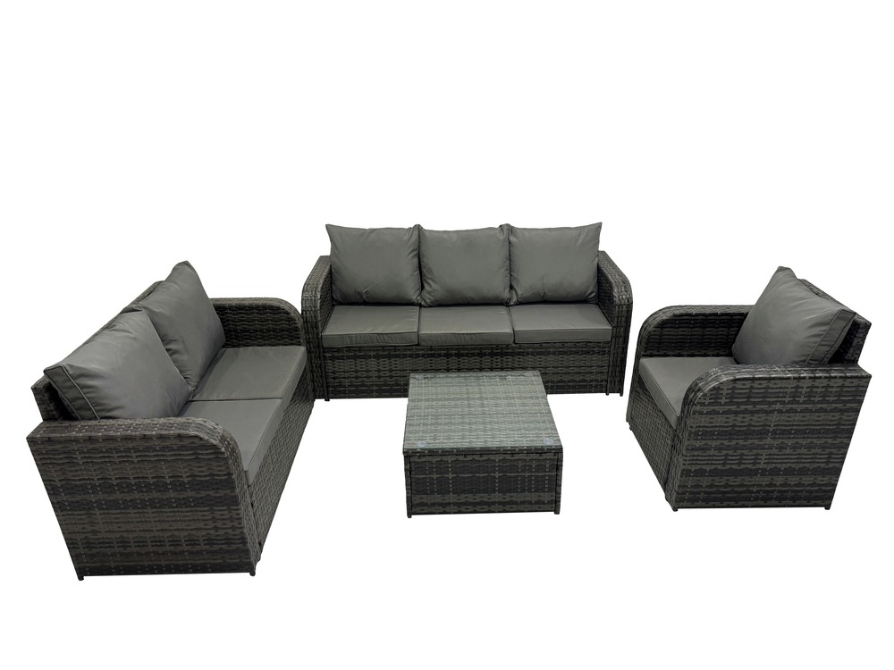 Meubles de jardin en rotin 4 pièces avec table basse carrée chaise inclinable canapé d'amour