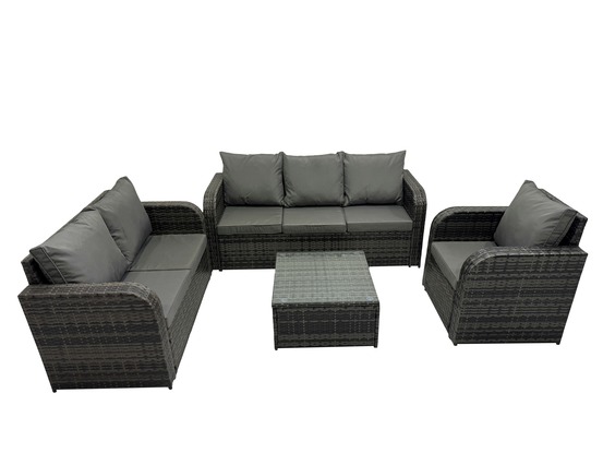 Meubles de jardin en rotin 4 pièces avec table basse carrée chaise inclinable canapé d'amour