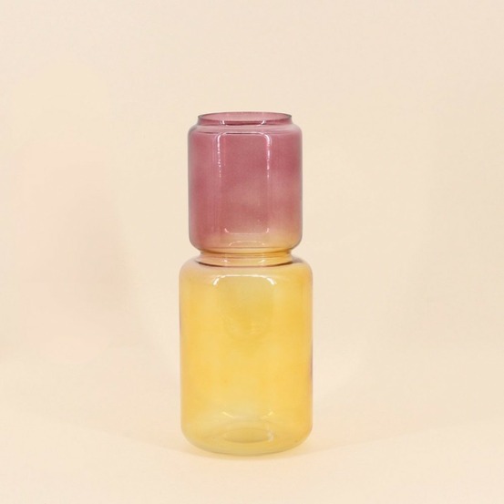 Vase coloré jaune et rose, h20cm