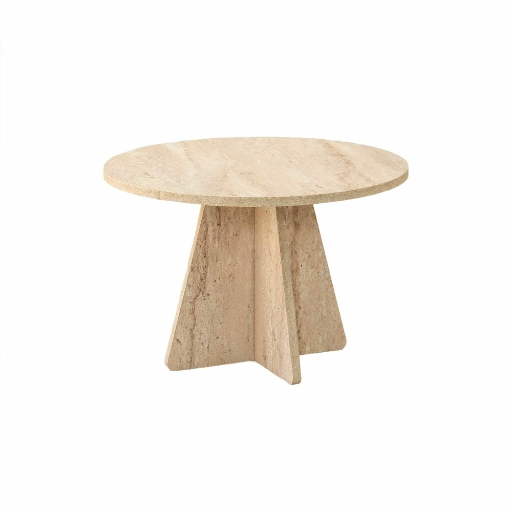Table basse ronde effet travertin valence - beige