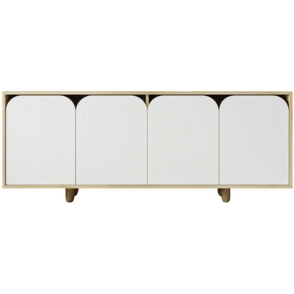 Buffet 4 portes en aggloméré lazio bohem blanc et chêne